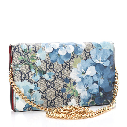 Gucci GG Supreme Monogram Blooms Chain Wallet Blue 3 of 11
