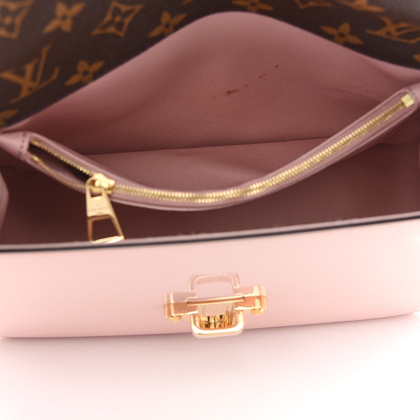 Patent Calfskin Monogram Cherrywood PM Rose Ballerine