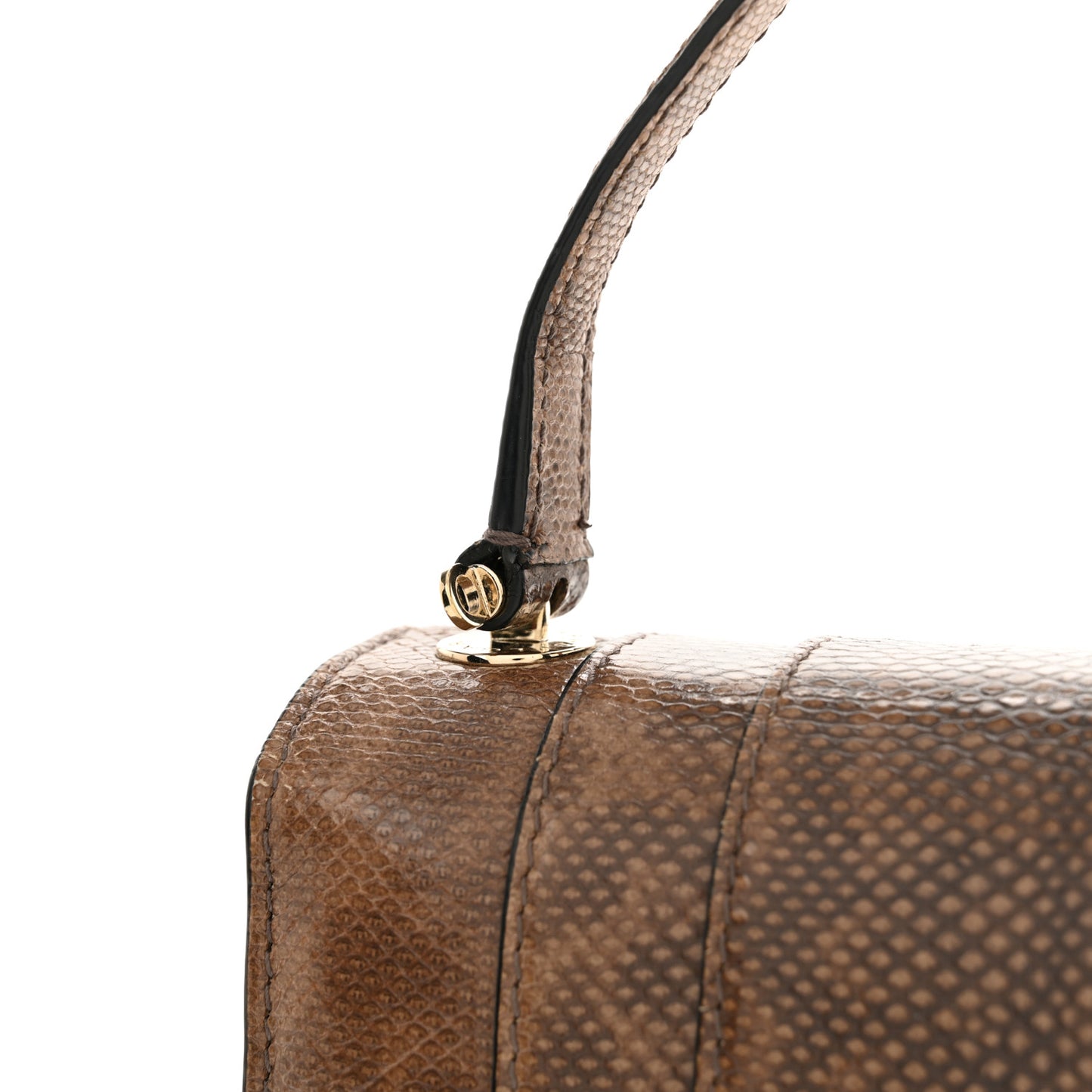 Shiny Karung Serpenti Forever Top Handle Brown