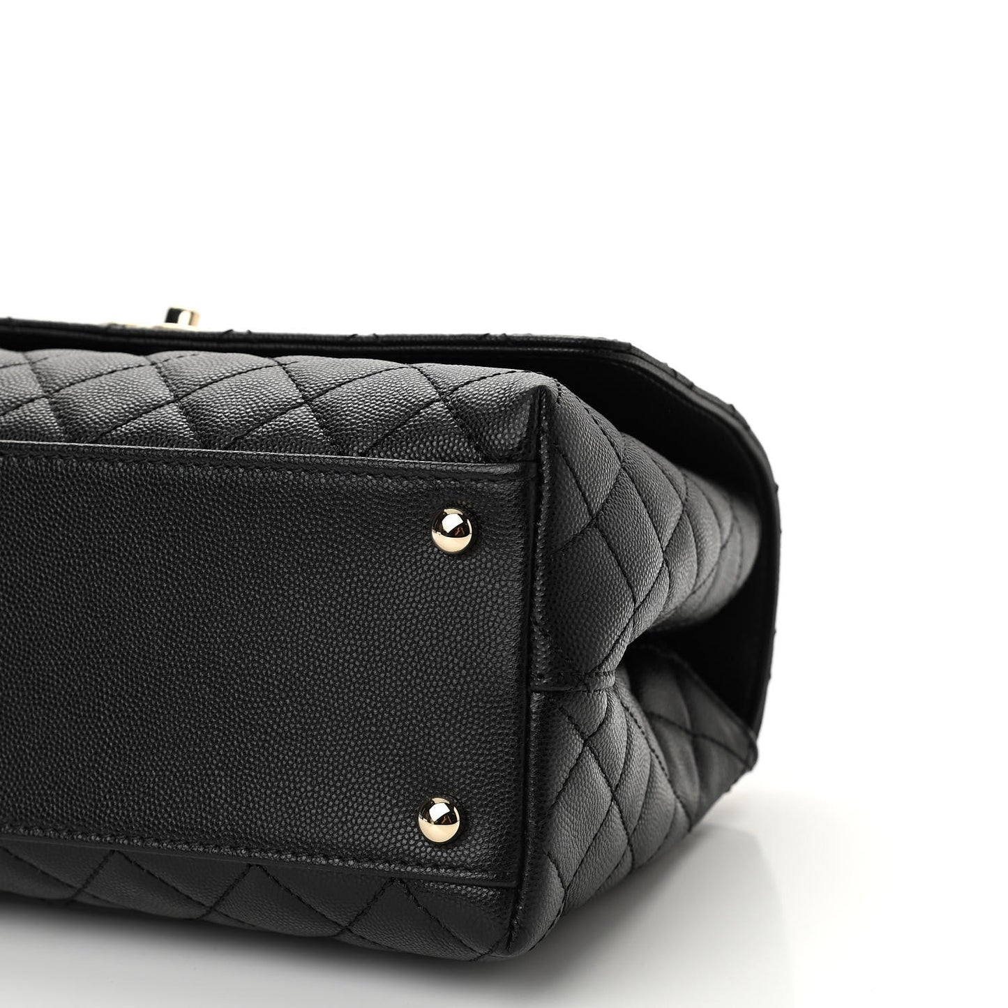 Caviar Lizard Quilted Small Coco Handle Flap Black