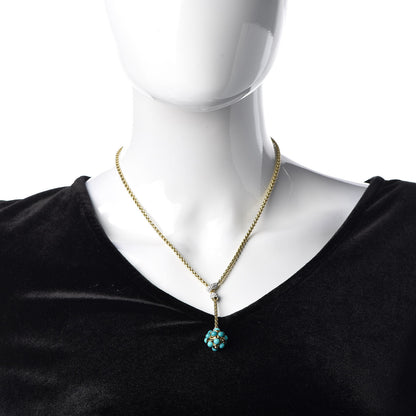 David Yurman 18K Yellow Gold Diamond Turquoise Lariat Necklace 2 of 7
