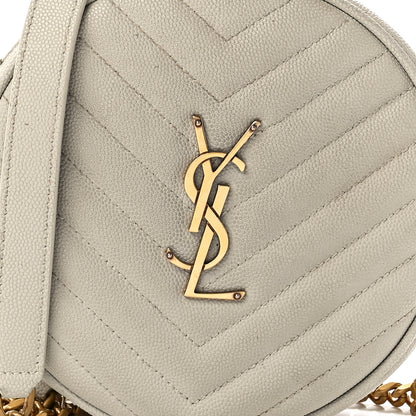 Saint Laurent Grain De Poudre Matelasse Chevron Quilted Round Vinyle Camera Bag Blanc Vintage 8 of 12