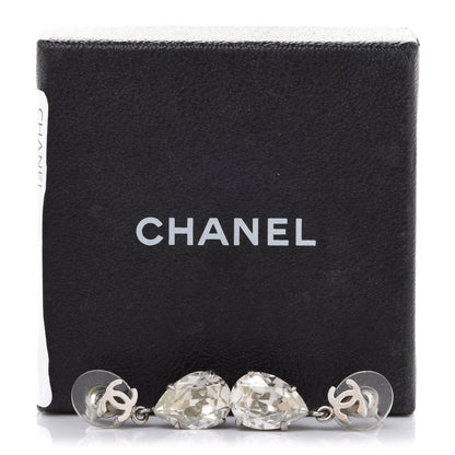 Chanel Crystal CC Tear Drop Earrings Silver 4 of 4