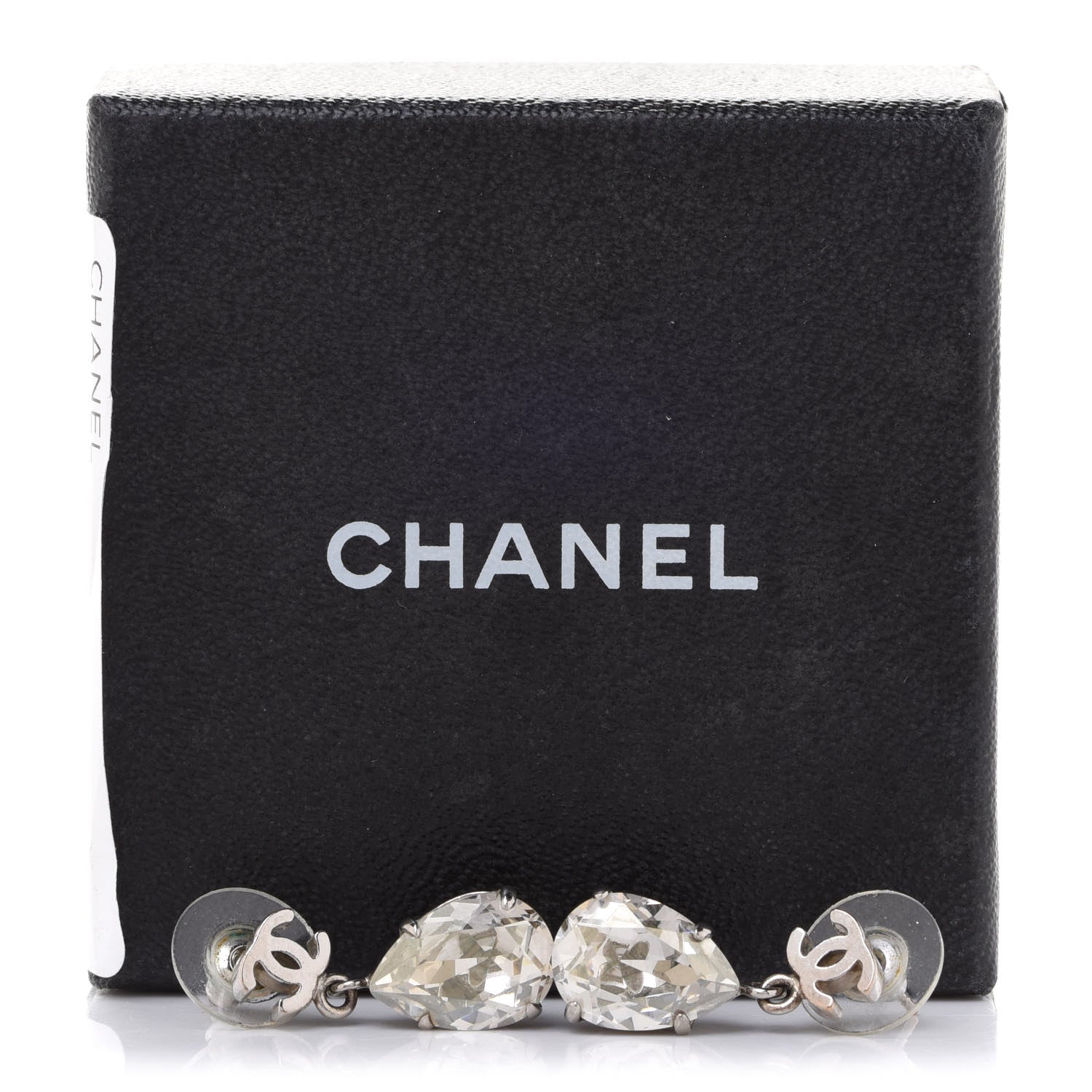 Chanel Crystal CC Tear Drop Earrings Silver 8 of 9