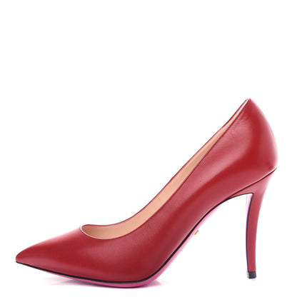 Gucci Nappa Removable Crystal Heart Pumps 38 Red 1 of 13