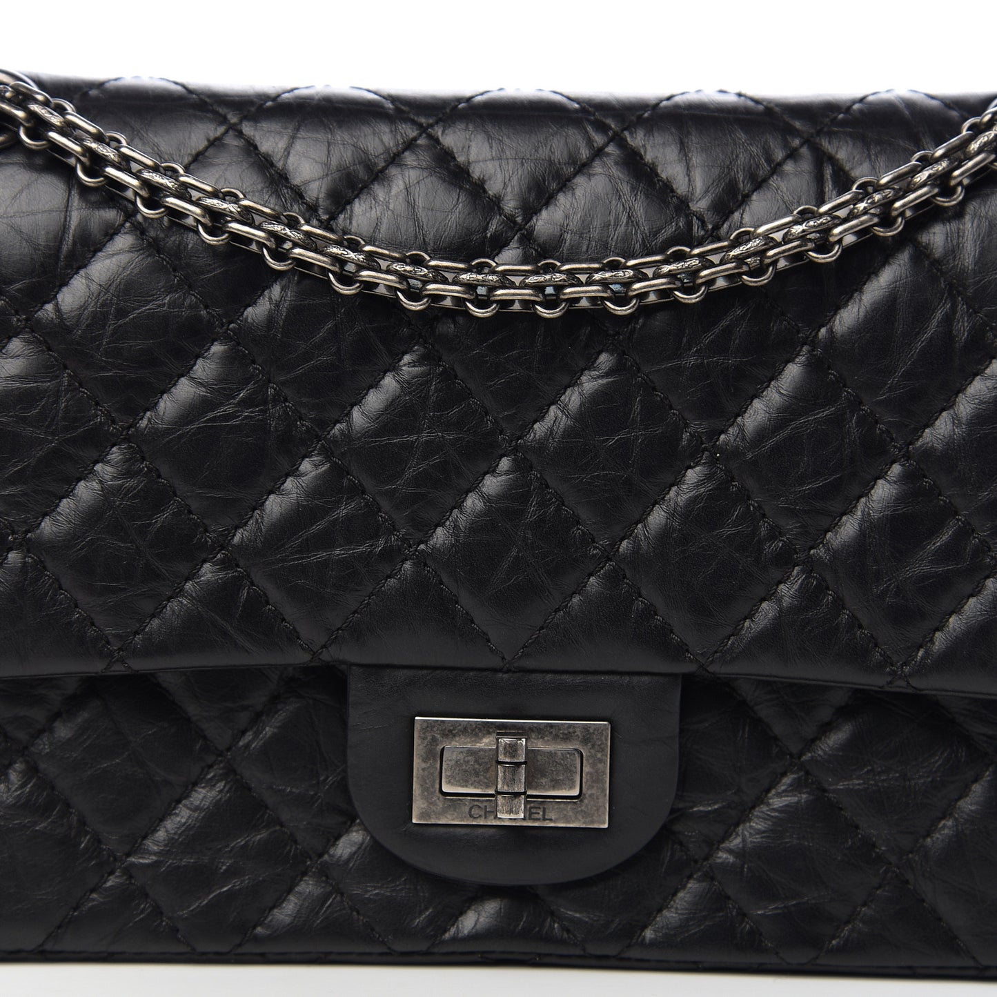 Aged Calfskin Quilted 2.55 Reissue 225 Flap Black