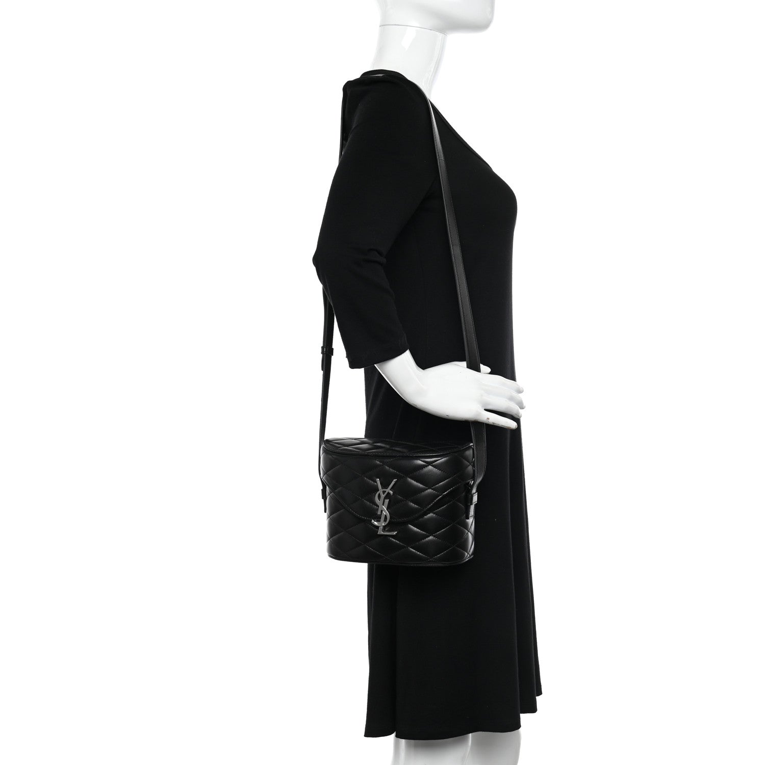 Saint Laurent Lambskin Quilted Monogram June Box Bag Black 2 of 10
