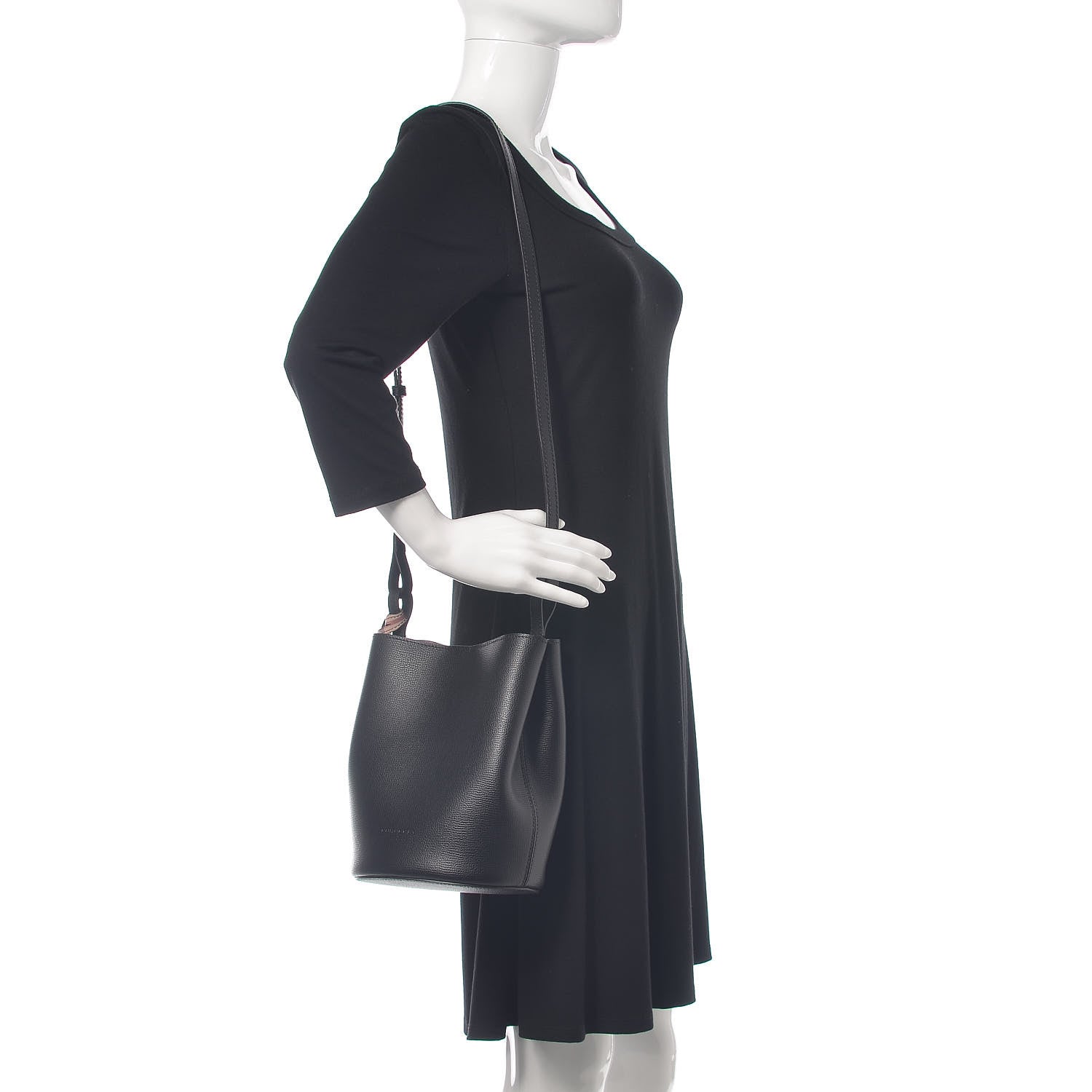 Burberry London Grainy Calfskin Small Lorne Bucket Crossbody Black 2 of 9