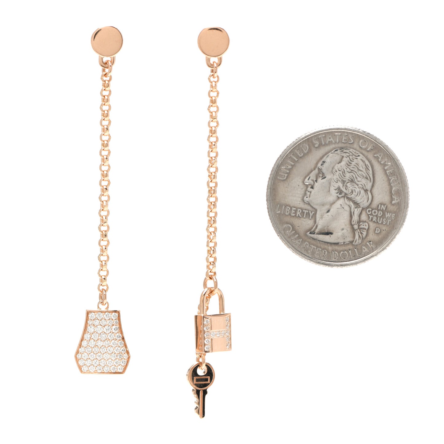 18K Rose Gold Diamond Kelly Clochette Drop Earrings