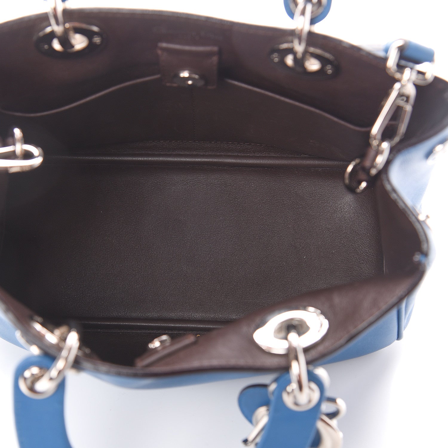 Christian Dior Calfskin Mini Diorissimo Tote Blue 4 of 7