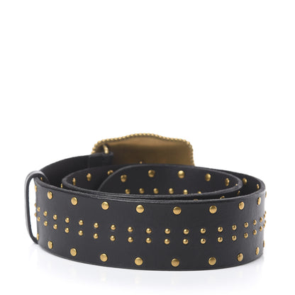 Gucci Calfskin Lion Head Studded Belt 80 32 Black 2 of 3