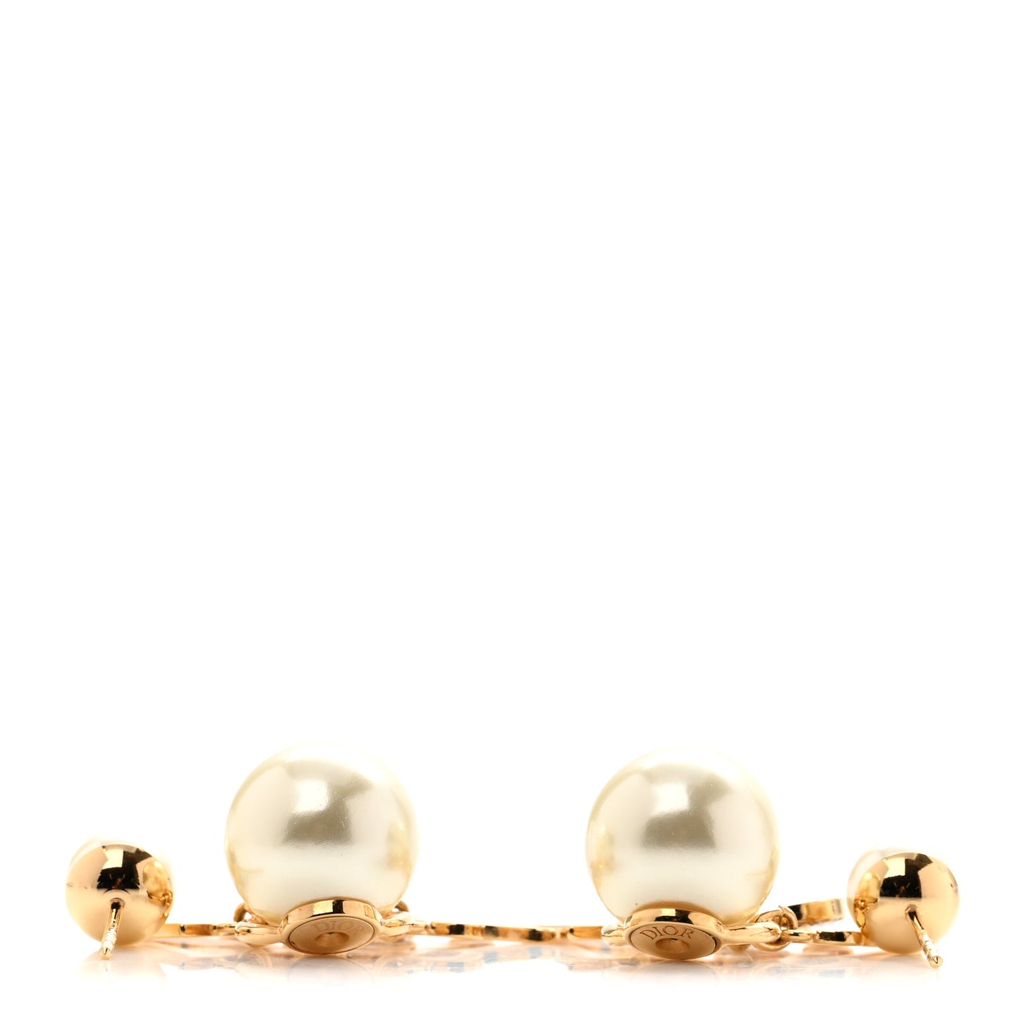 Pearl Crystal Tribal Logo Charms Earrings Gold