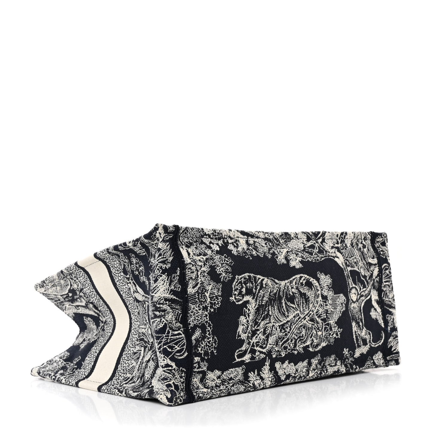 Canvas Embroidered Medium Dioriviera Toile De Jouy Reverse Book Tote Blue