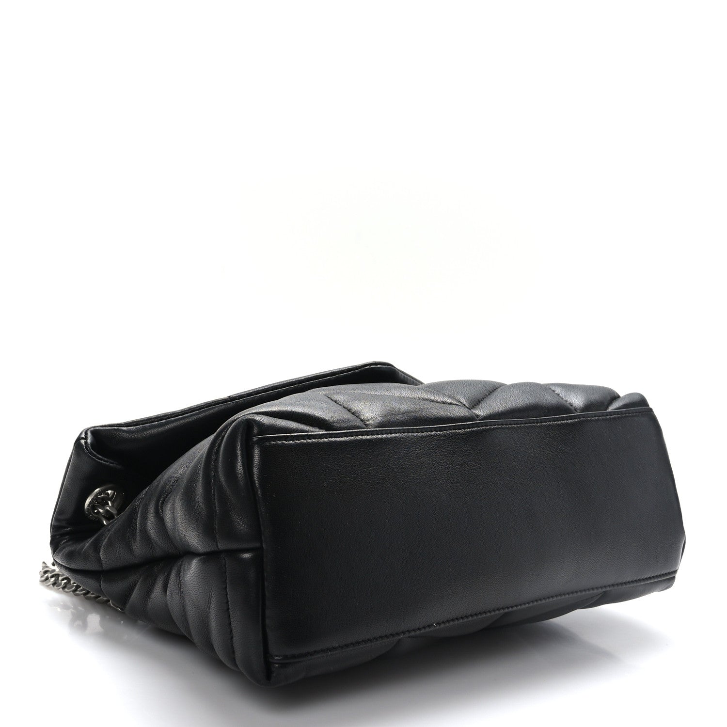 Saint Laurent Lambskin Quilted Small Loulou Puffer Monogram Chain Satchel Black 4 of 9