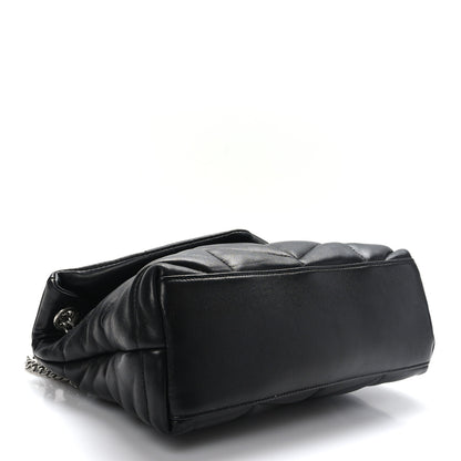 Saint Laurent Lambskin Quilted Small Loulou Puffer Monogram Chain Satchel Black 4 of 9