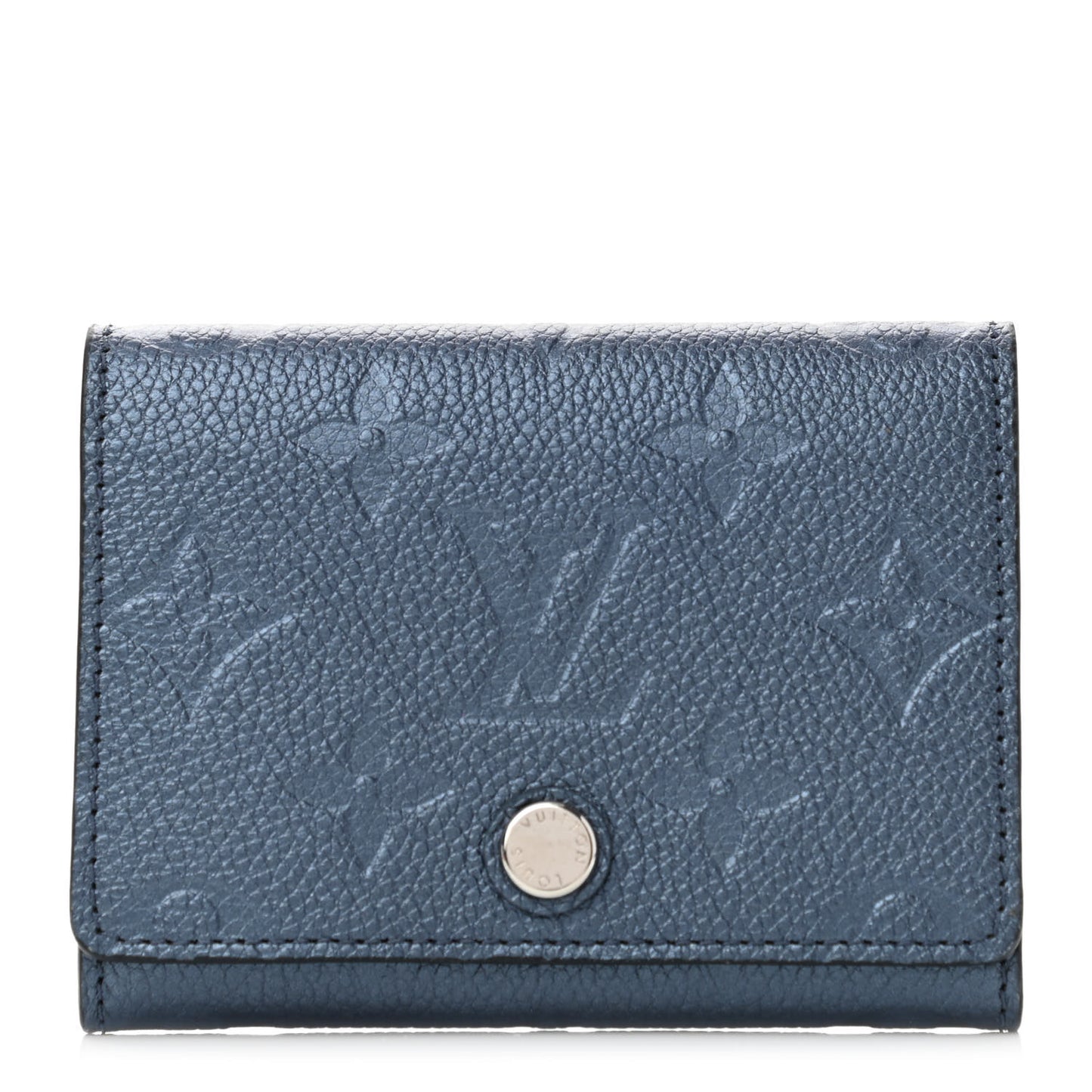 Metallic Empreinte Business Card Holder Navy Nacre