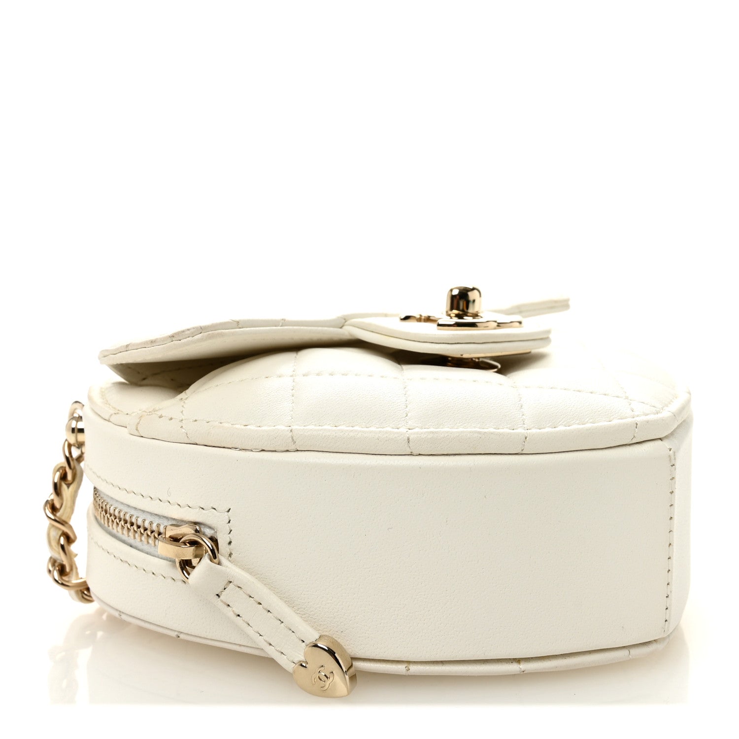 Chanel Lambskin Quilted CC In Love Heart Clutch With Chain White 4 of 11