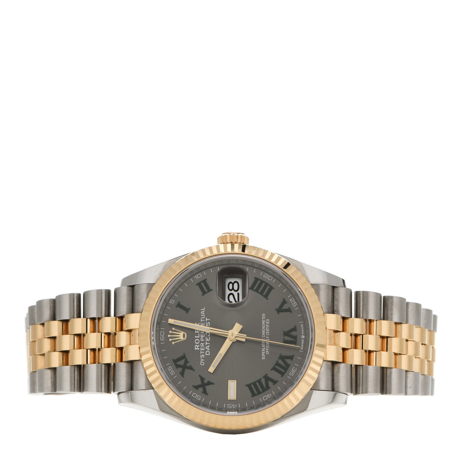 Rolex Stainless Steel 18K Yellow Gold 36mm Oyster Perpetual Wimbledon Datejust Watch Slate 126233 2 of 5