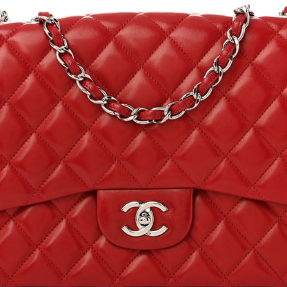 Chanel Lambskin Quilted Jumbo Single Flap Red 8 of 14