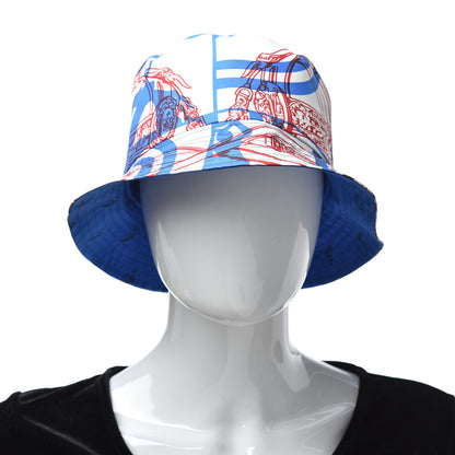 Hermes Silk Brides De Gala en Desordre Reverso Bucket Hat 58 Bleu Dur 2 of 5