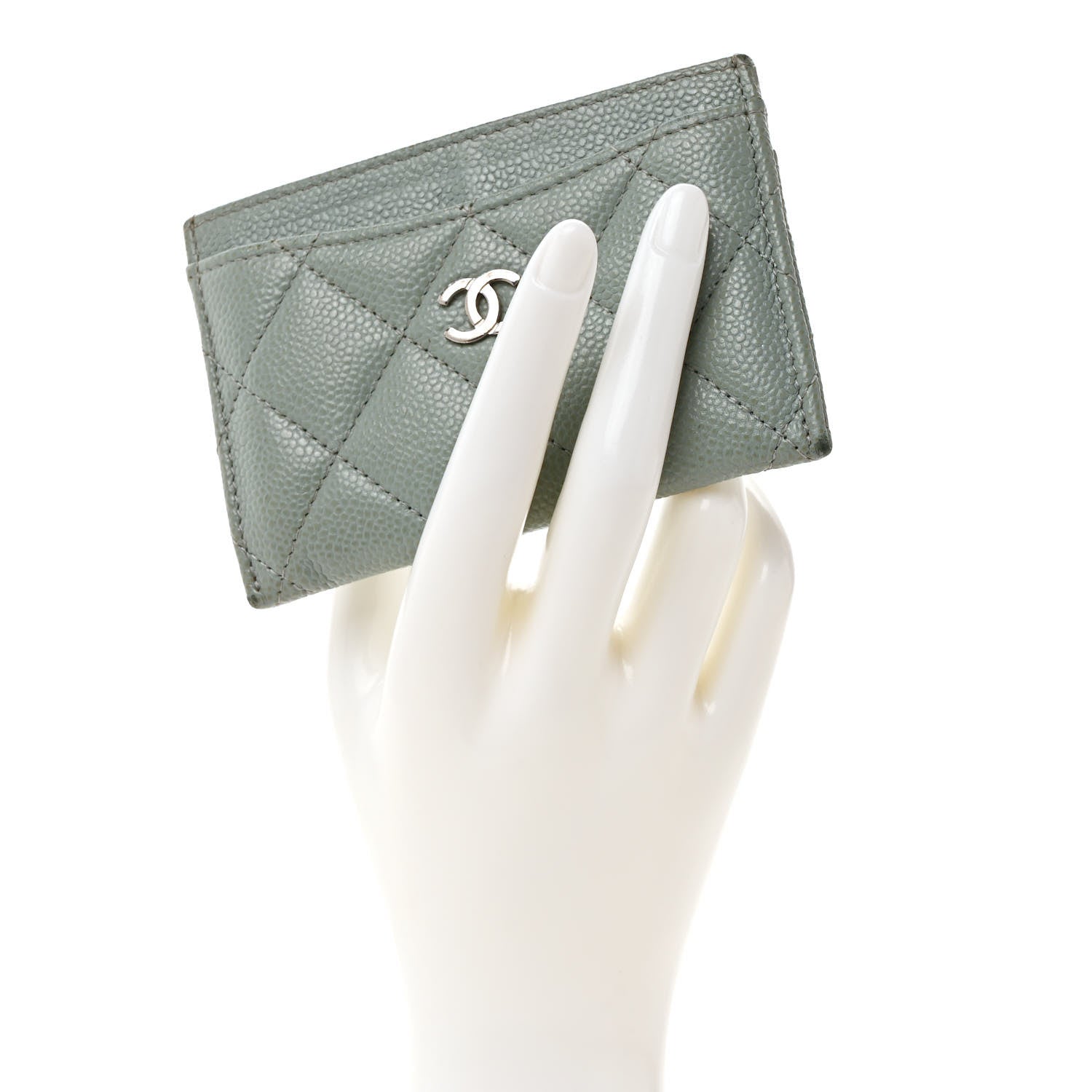 Chanel Caviar Quilted Card Holder Grey 2 of 7