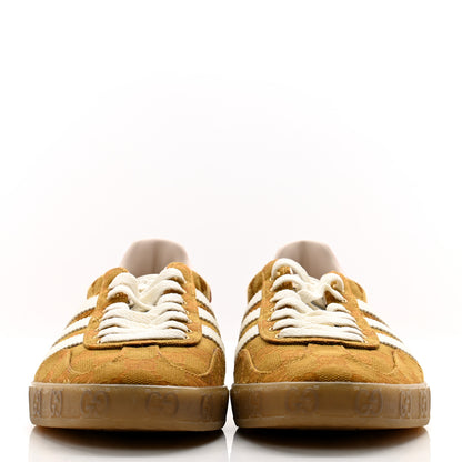 Gucci X ADIDAS Vintage GG Monogram Mens Gazelle Sneakers 7.5 Mid Natural Nut Off White 2 of 9