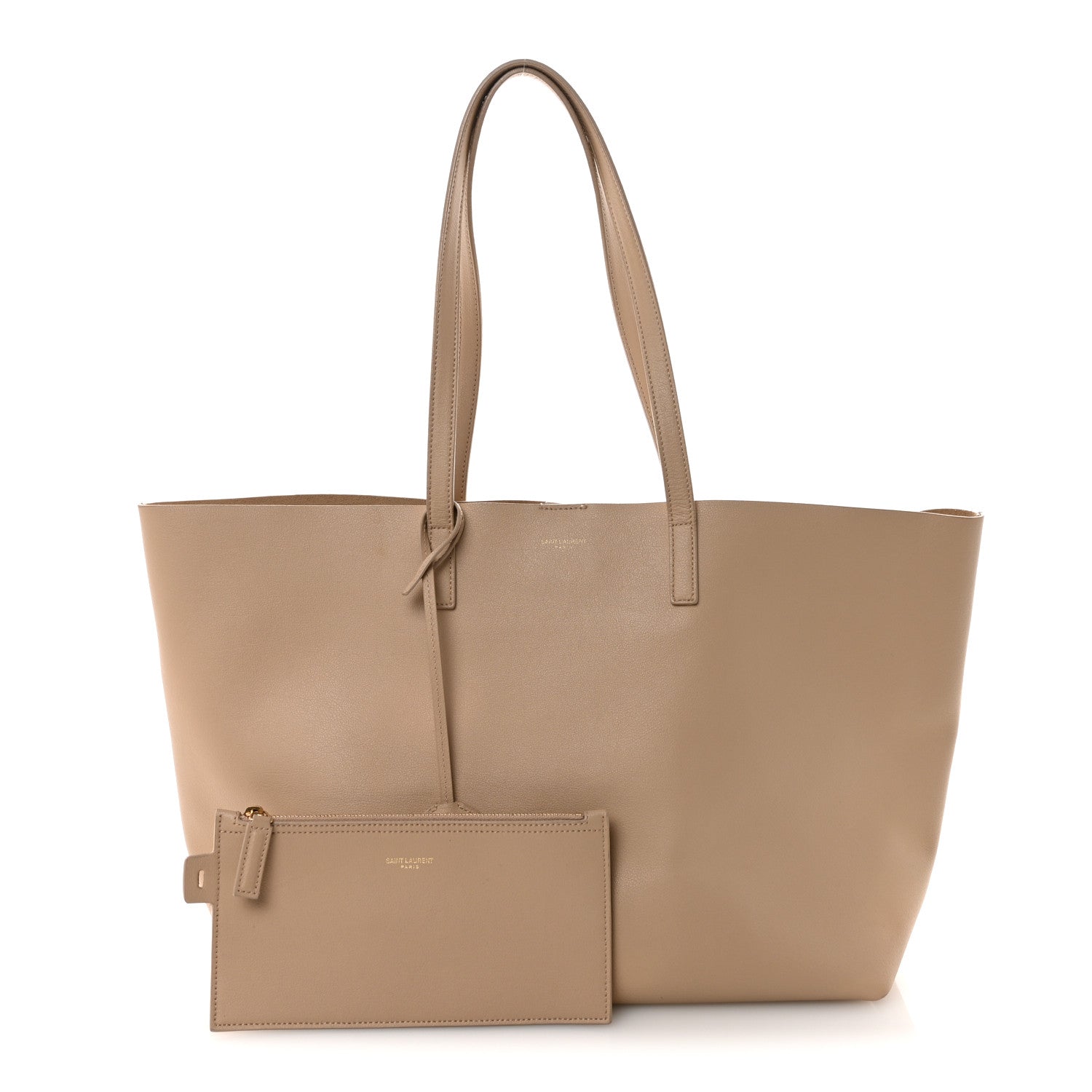 Saint Laurent Calfskin Large Shopping Tote Dark Beige 3 of 10
