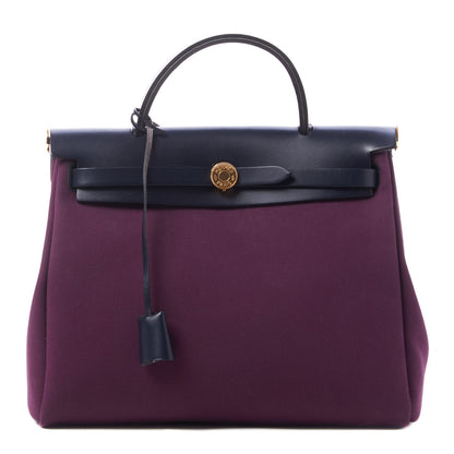 Hermes Military Toile Vache Hunter Herbag Zip PM 31 Cassis Bleu Indigo 3 of 9