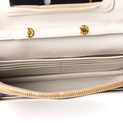 Prada Saffiano Metal Flap Wallet with Strap Talco 5 of 15