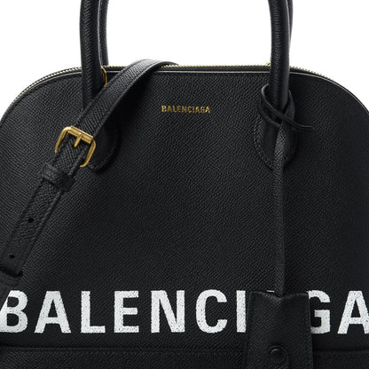 Balenciaga Signature Grained Calfskin Logo S Ville Top Handle Bag Black White 10 of 10