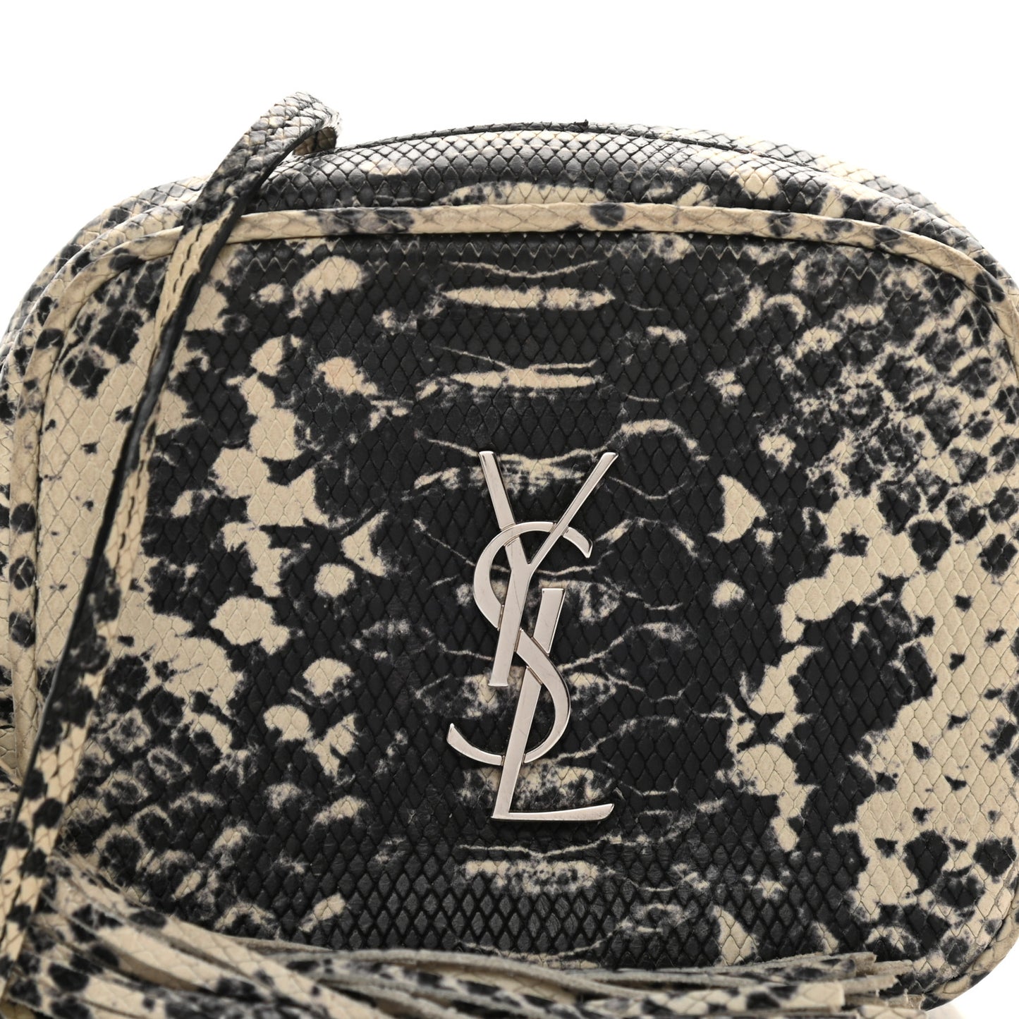 Python Embossed Calfskin Monogram Blogger Bag Black Beige