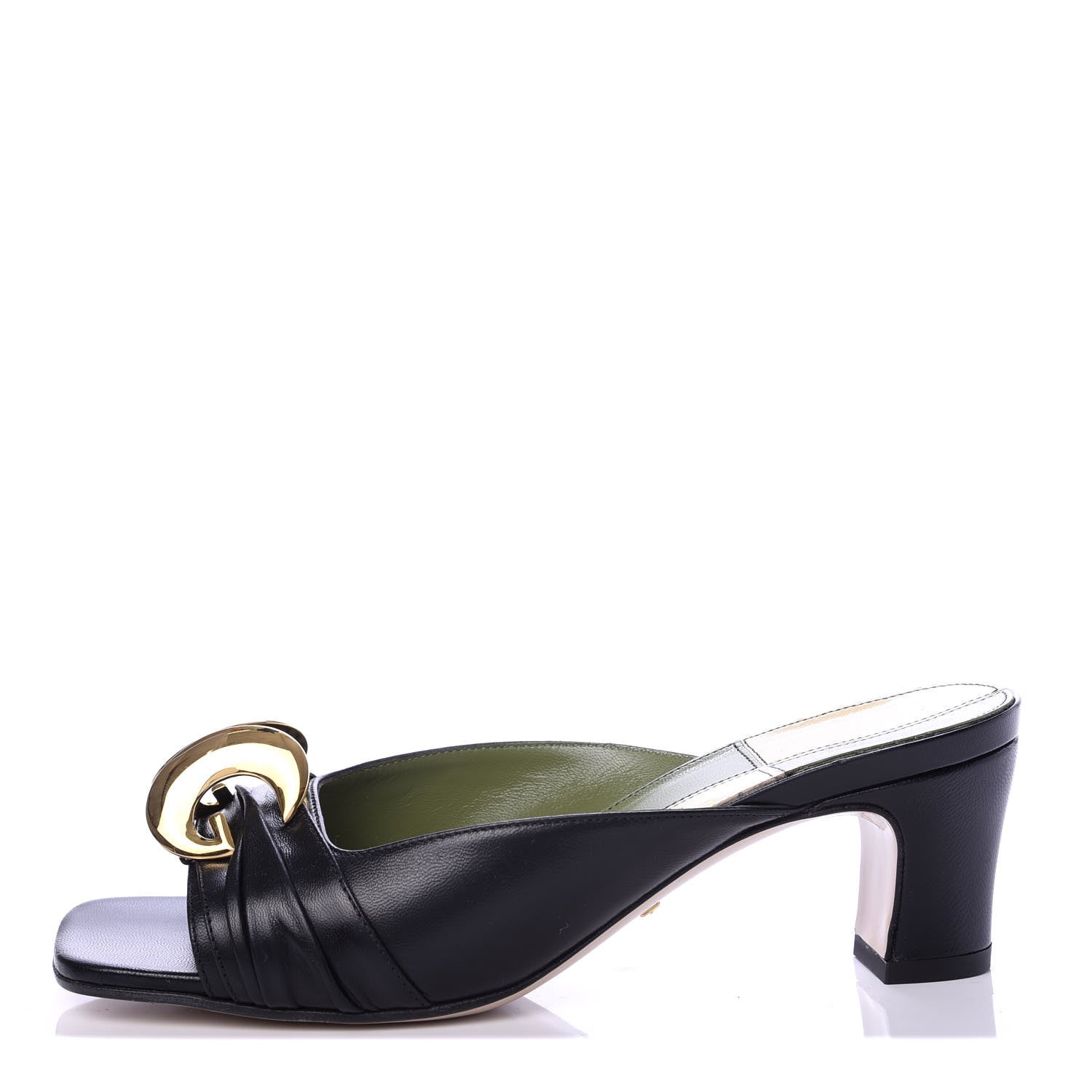 Gucci Malaga Kid Half Moon GG Square Toe Slide Sandals 36 Black 1 of 10