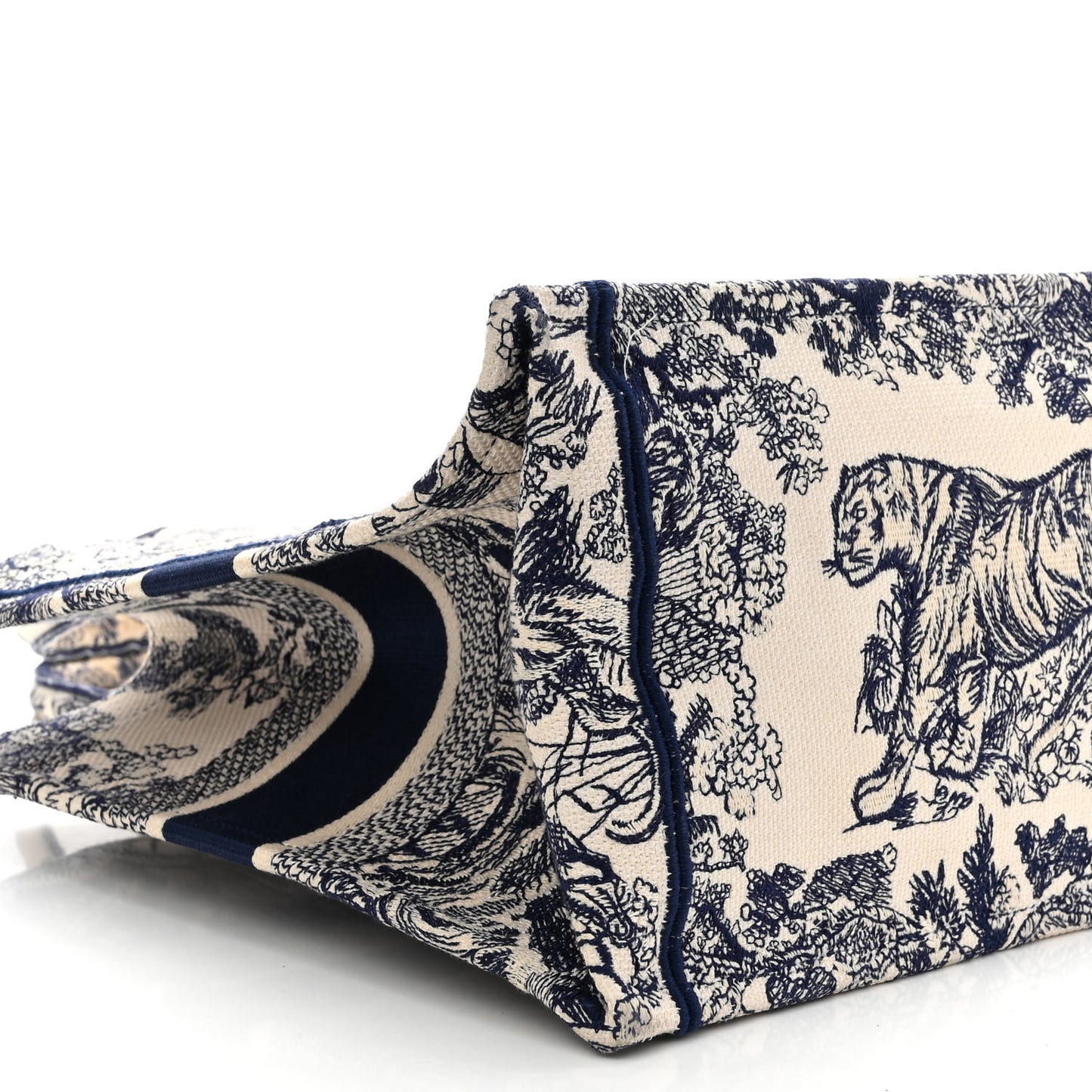 Canvas Embroidered Medium Dioriviera Toile De Jouy Book Tote Blue