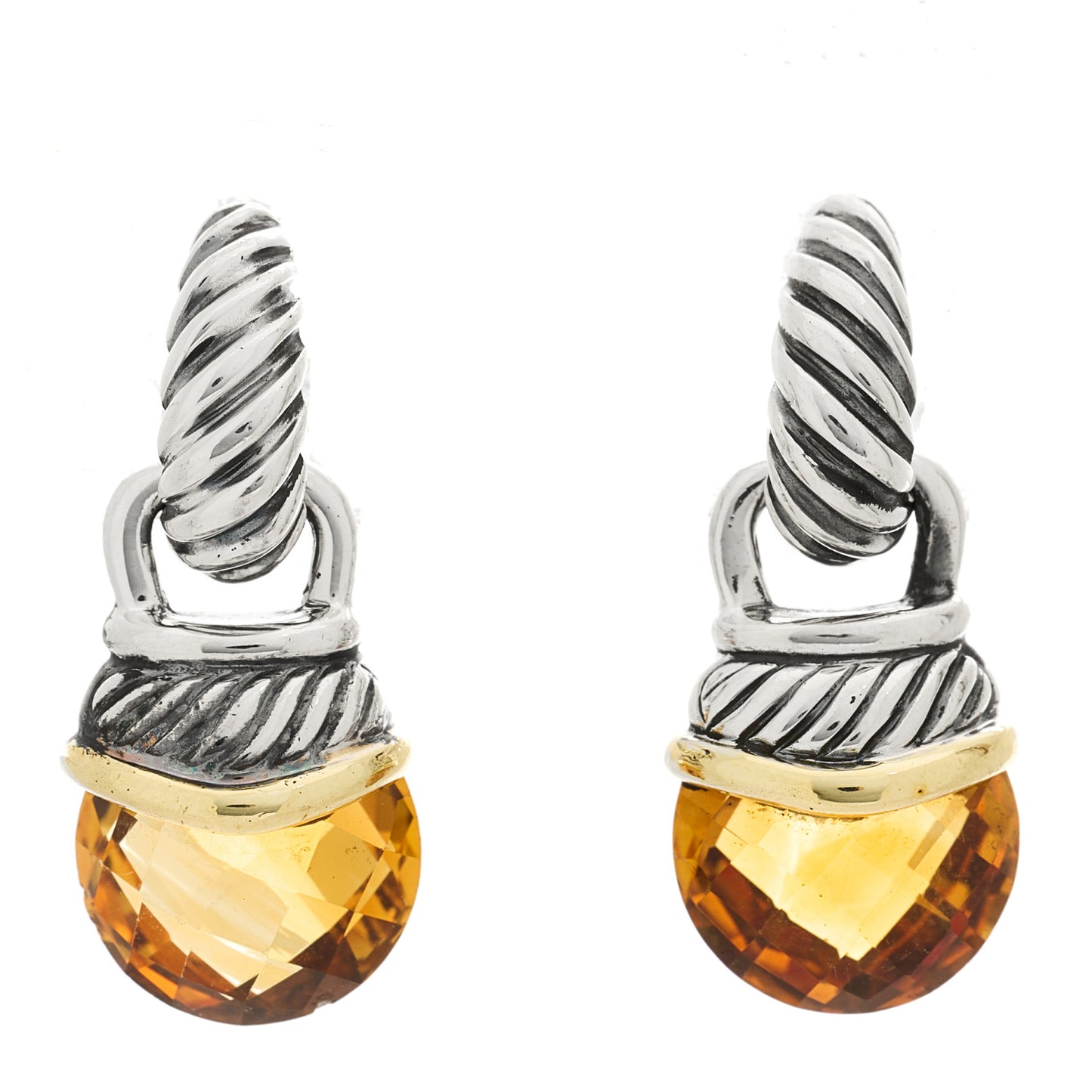 Sterling Silver 14K Yellow Gold Citrine Acorn Earrings