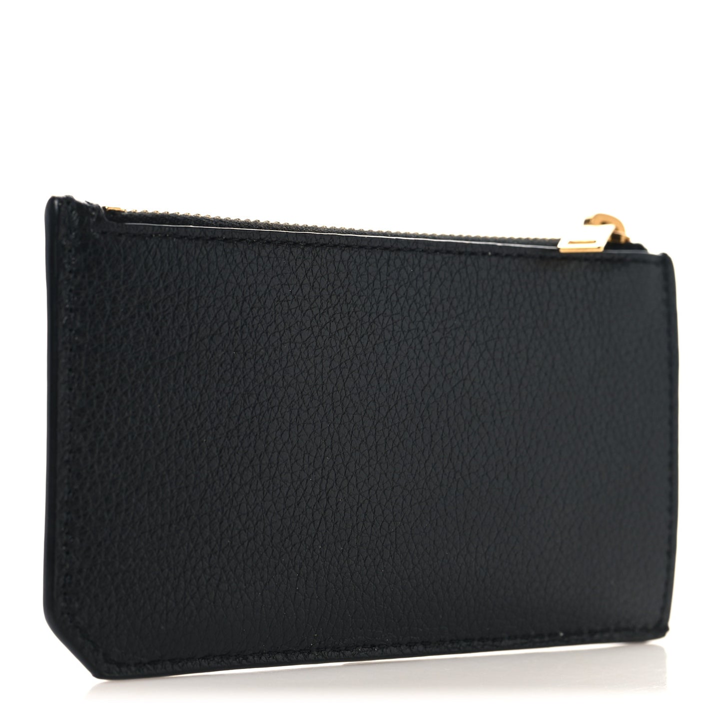 Grained Calfskin Monogram 5 Fragments Zip Pouch Card Holder Black