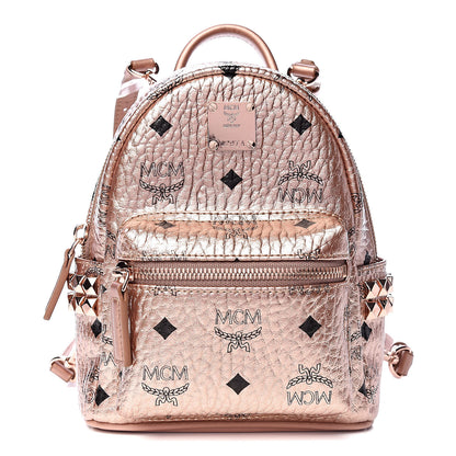 MCM Metallic Visetos Studded X-Mini Bebe Boo Backpack Champagne Gold 1 of 10