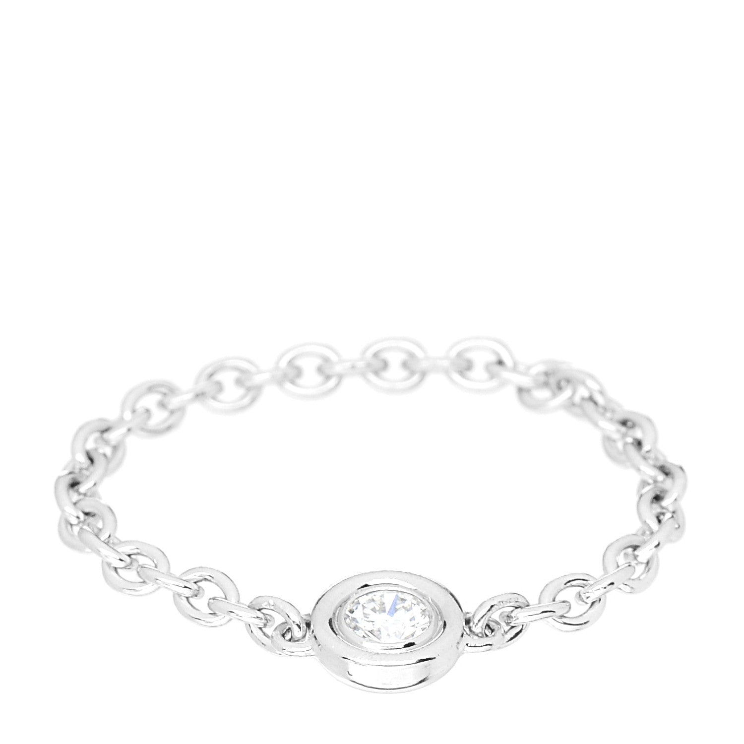 Christian Dior 18K White Gold Diamond Mimioui Chain Ring 53 6.5 1 of 4