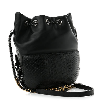 Chanel Snakeskin Calfskin Small Gabrielle Bucket Black 3 of 11