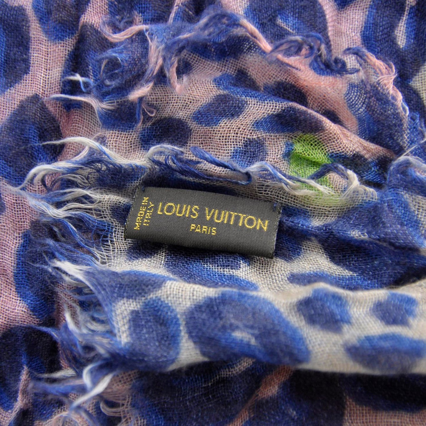 Cashmere Silk Leopard Spray Stole Blue