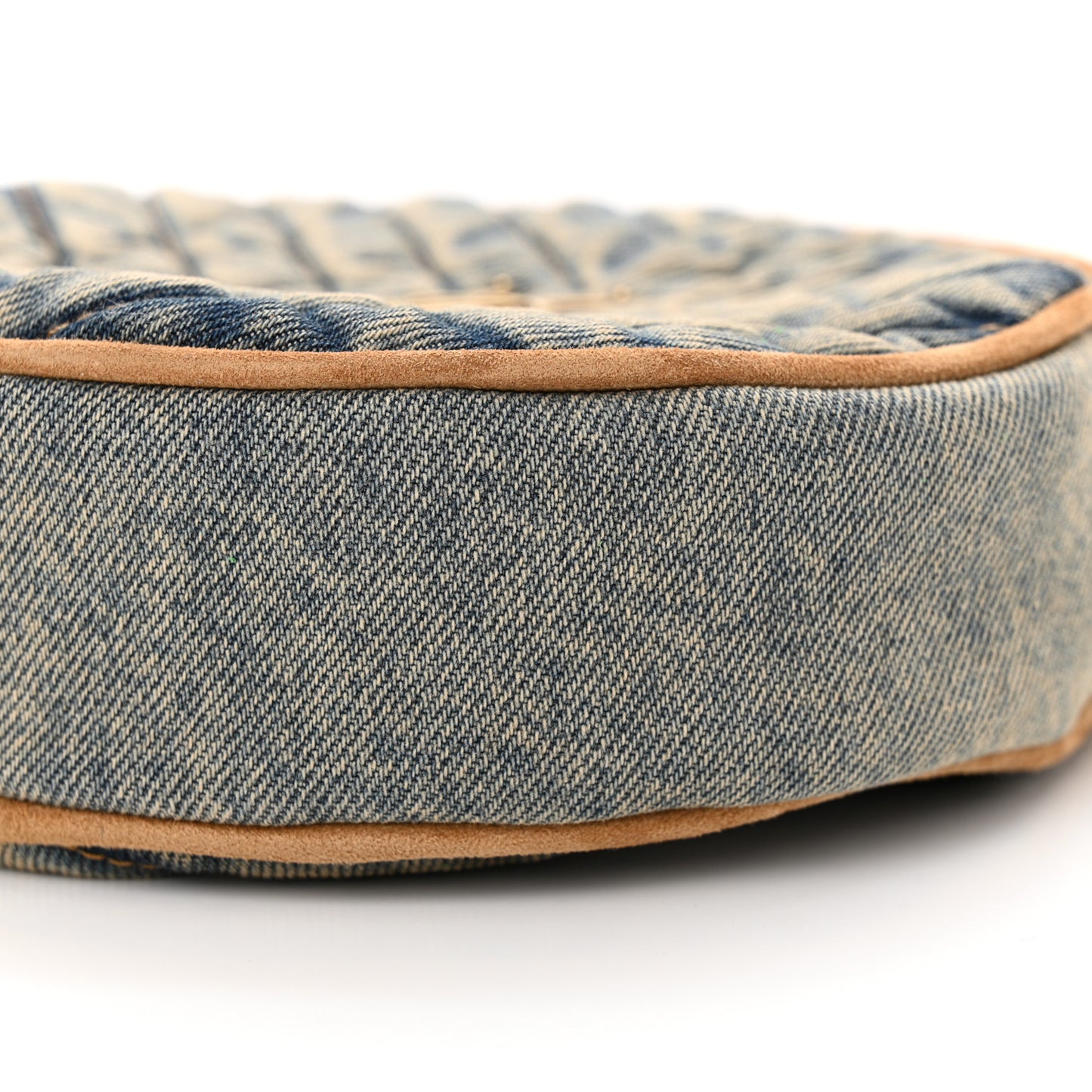 Denim Quilted Monogram Round Crossbody Bag Rodeo Blue