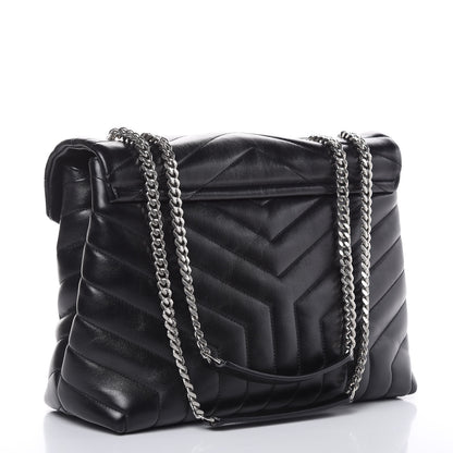 Saint Laurent Calfskin Y Quilted Monogram Medium Loulou Chain Satchel Black 3 of 11