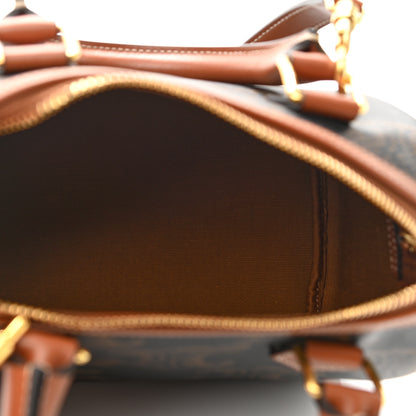 Celine Triomphe Canvas Calfskin Small Boston Bag Tan 5 of 11