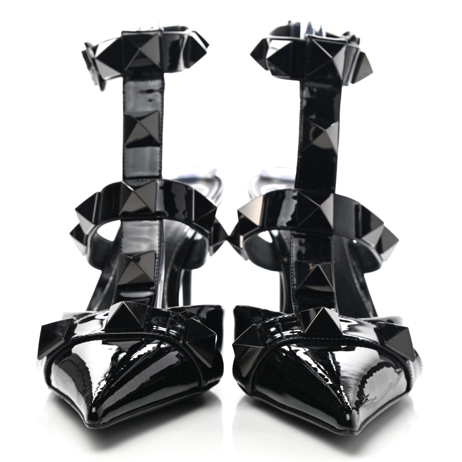 Valentino Garavani Patent Monochrome Roman Stud Ankle Strap 80mm Pumps 41 Black 2 of 9