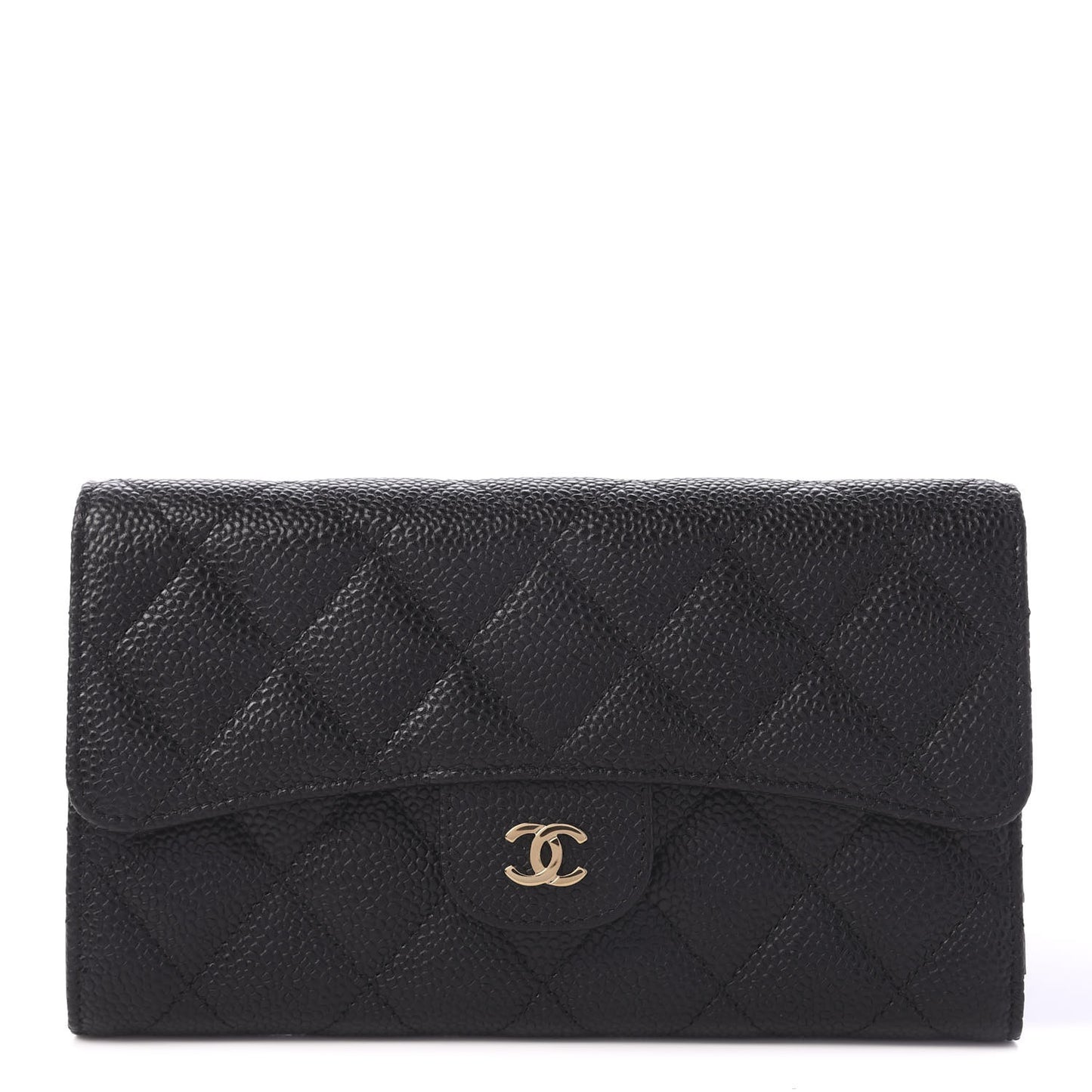 Caviar Quilted Large Flap Wallet Black