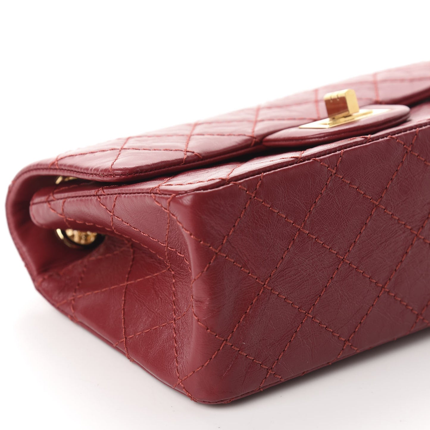 Aged Calfskin Quilted 2.55 Reissue Mini Flap Red