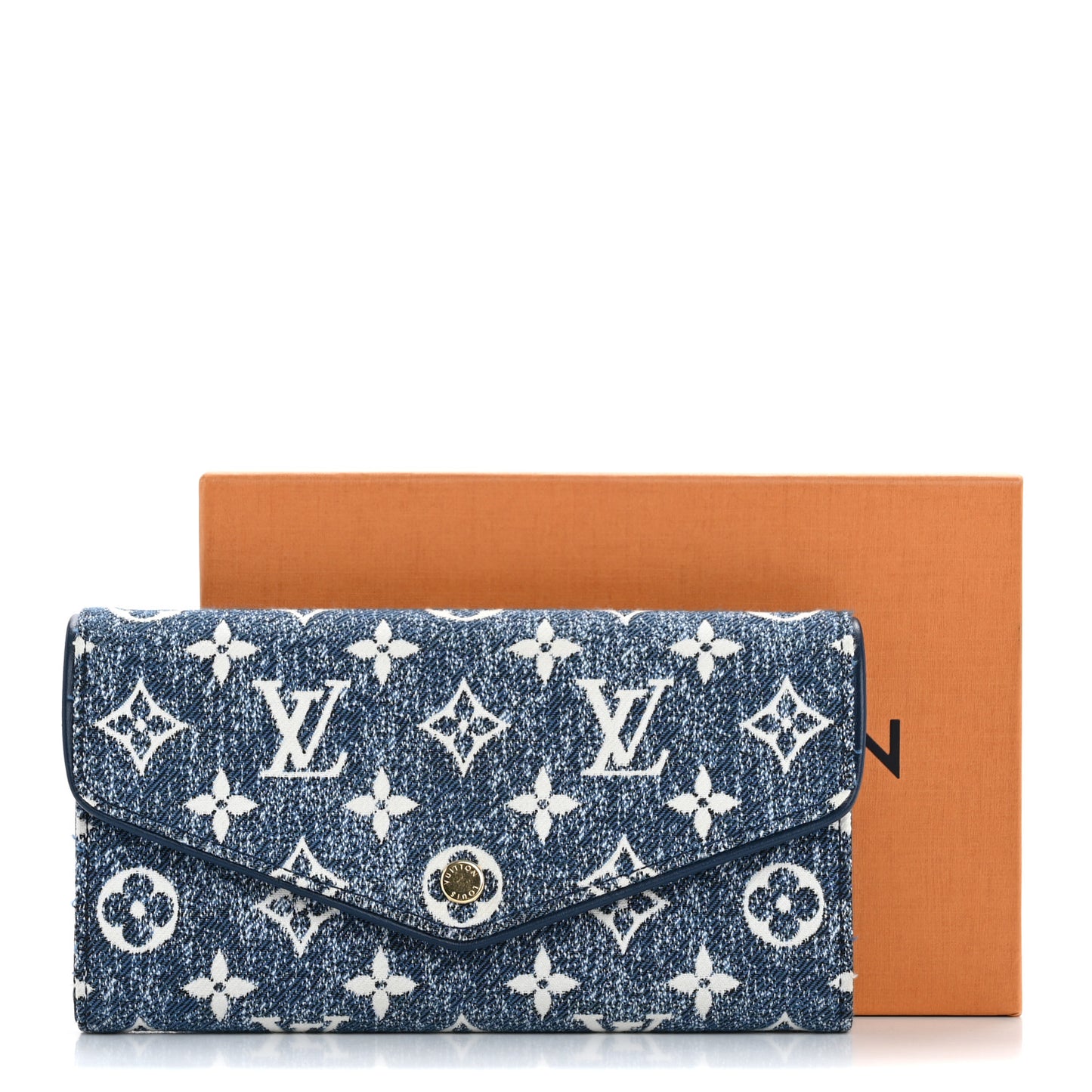 Monogram Jacquard Denim Sarah Wallet Bleu