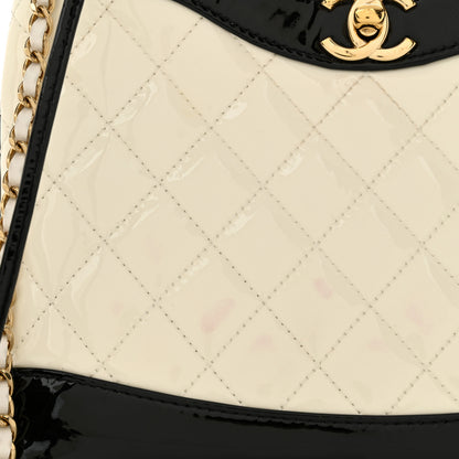 Chanel Patent Calfskin Quilted Mini 31 Shopping Bag White Black 12 of 13