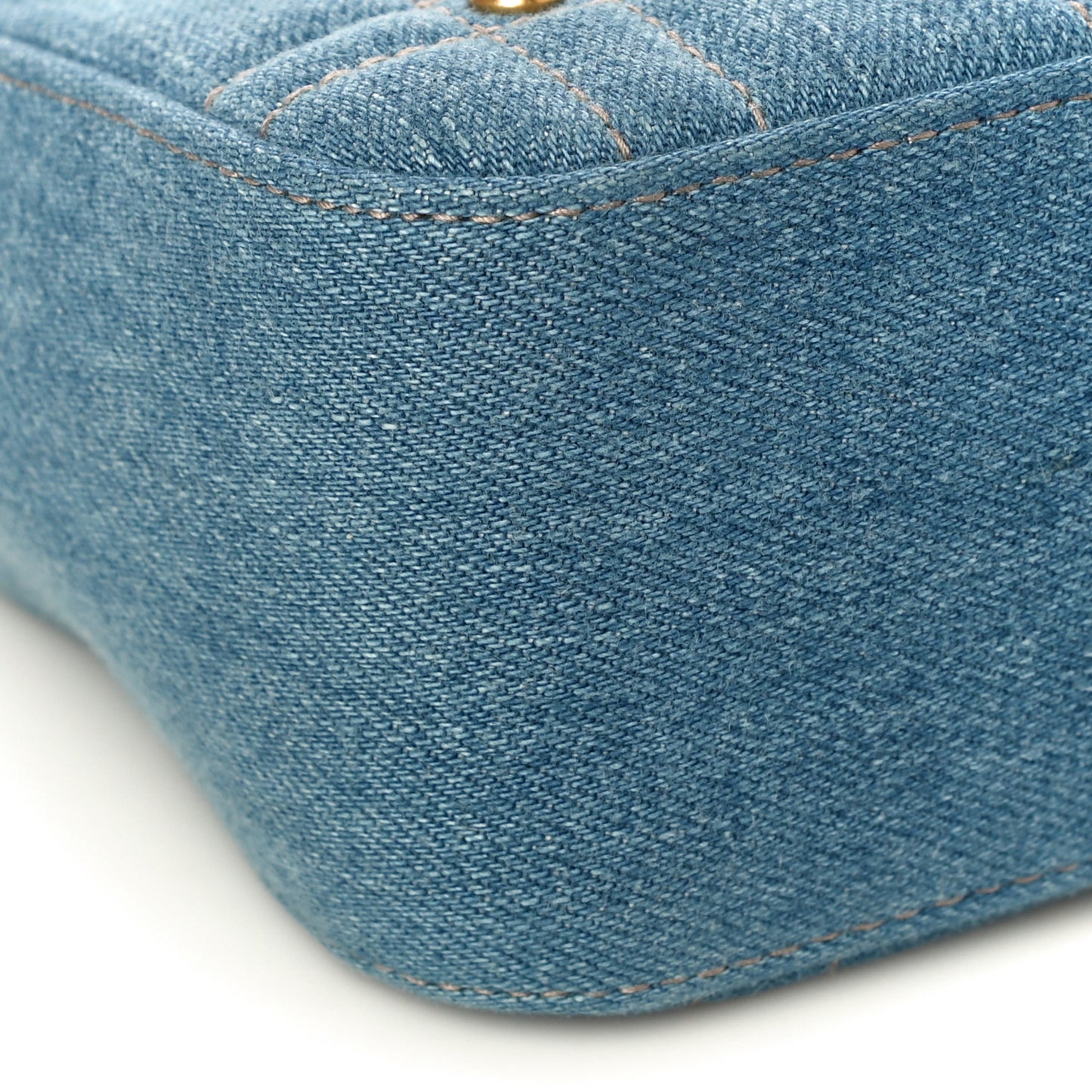 Denim Matelasse Pearl Studded Small GG Marmont Shoulder Bag Blue