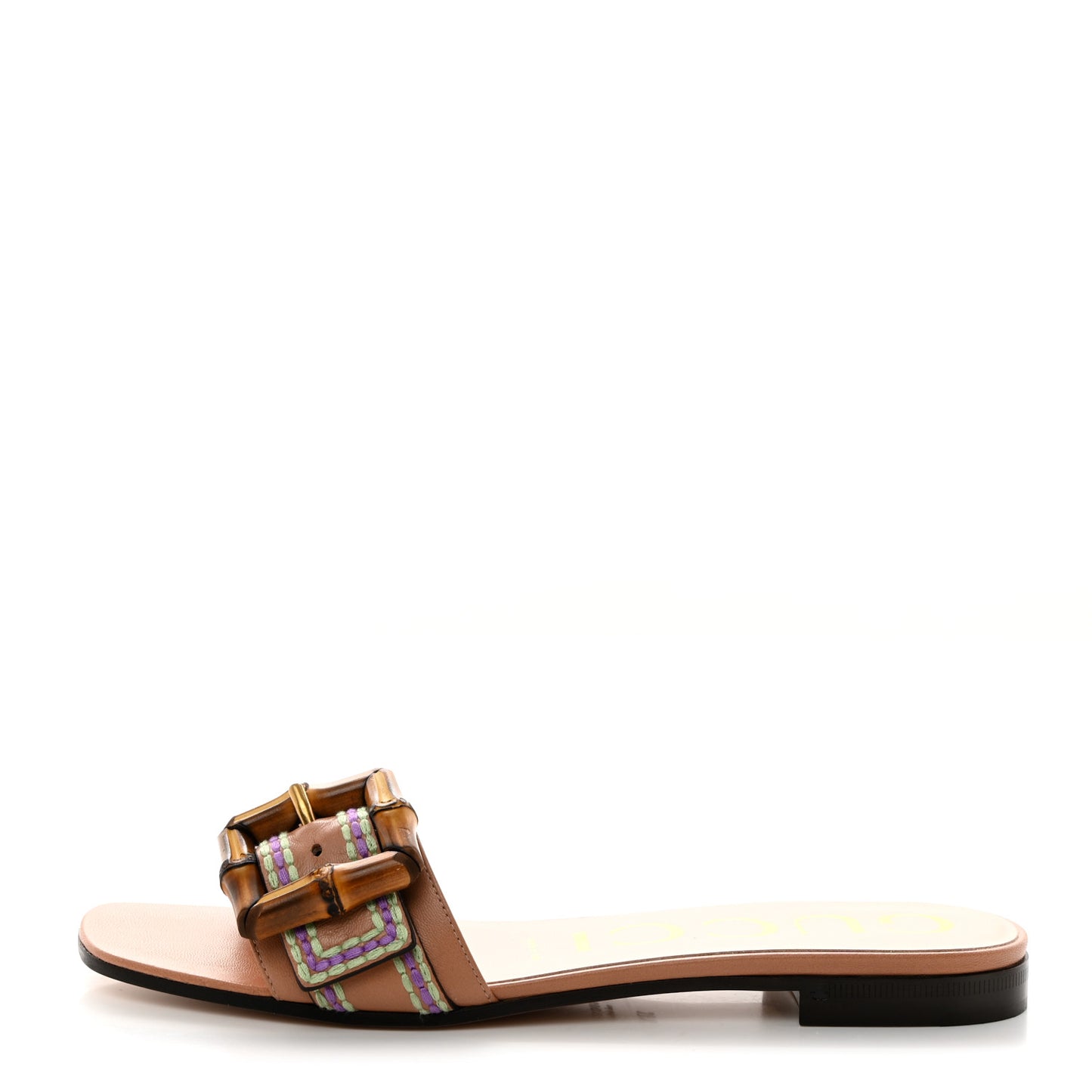 Calfskin Bamboo Buckle Sandals 37.5 Beige Multicolor