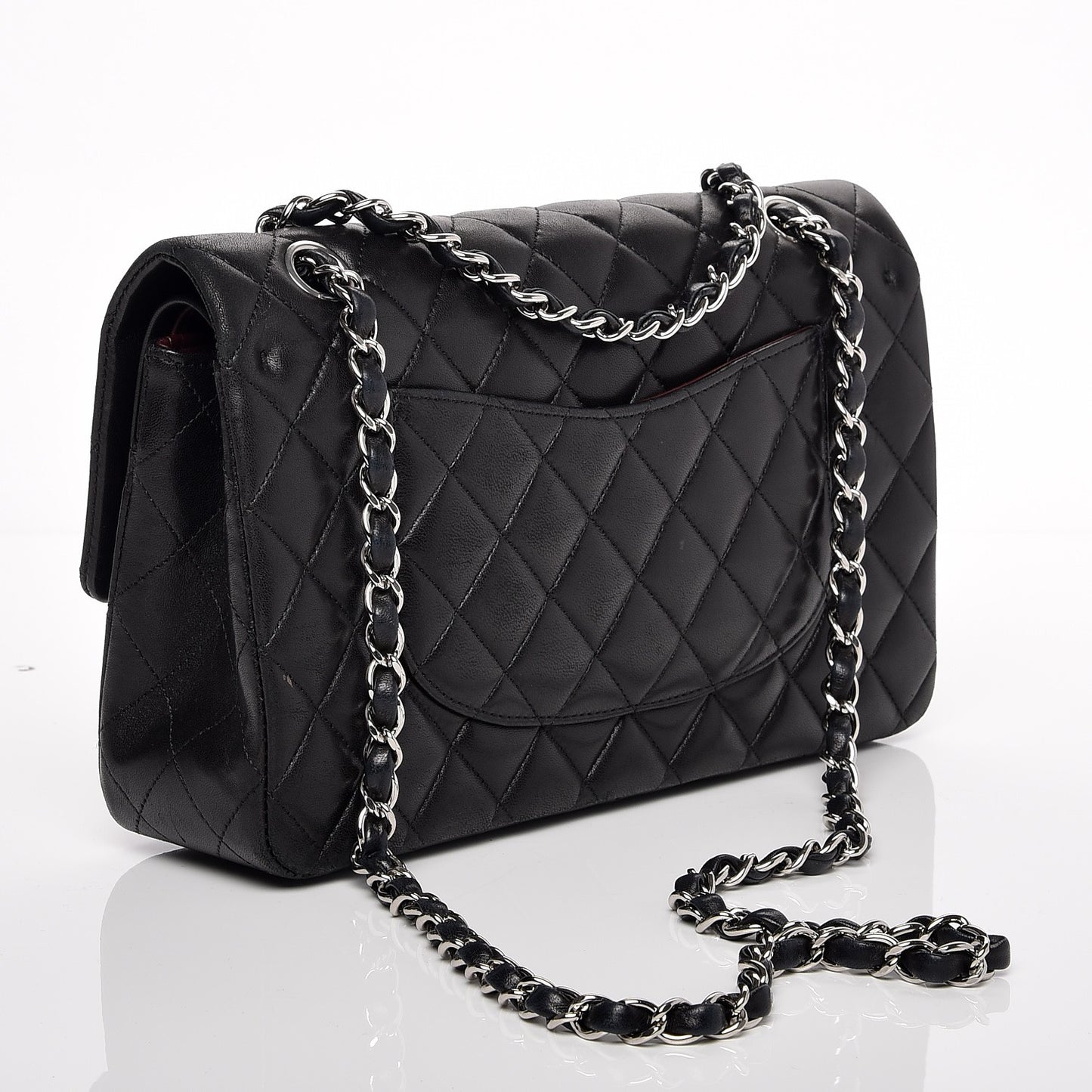 Lambskin Quilted Medium Double Flap Black